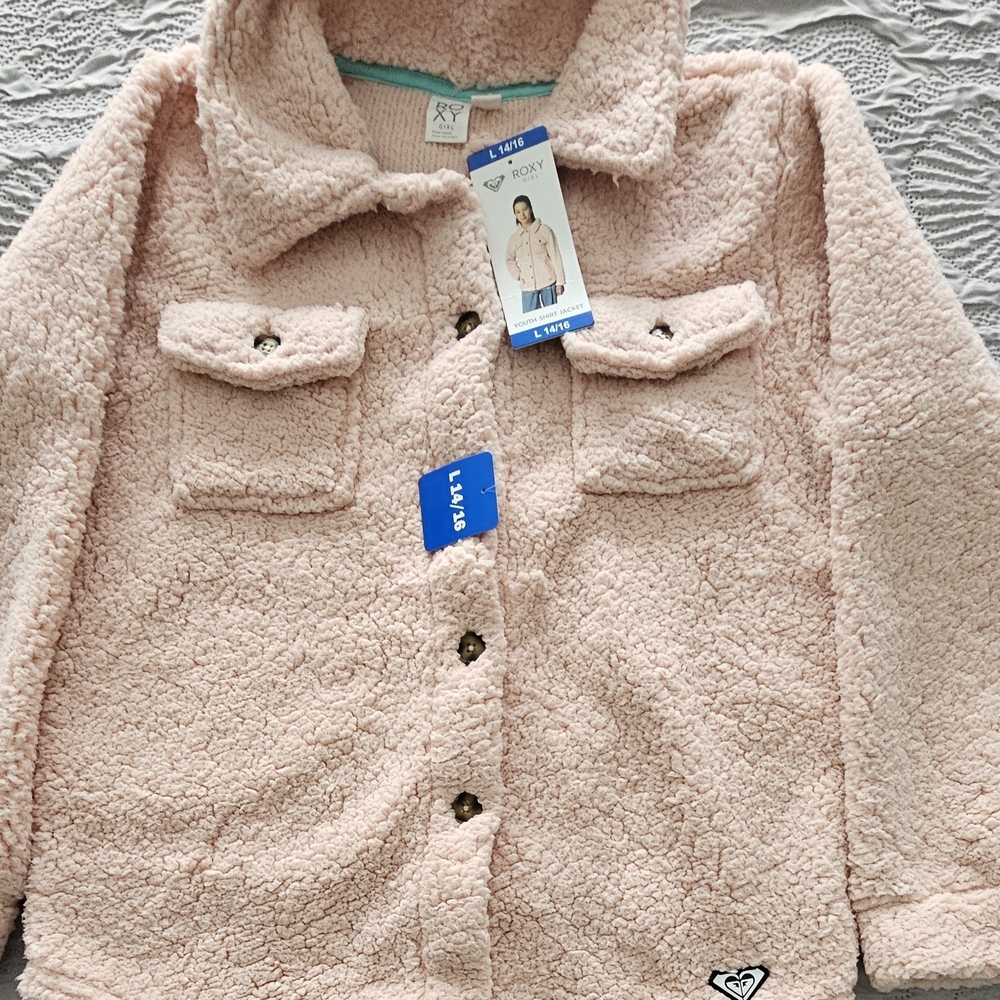 Roxy Kids Blush Pink Sherpa Jacket